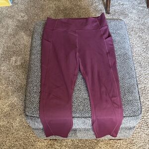Fabletics Oasis PureLuxe High-Waisted 7/8 Leggings - Merlot Colored